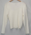 Ashley Stewart Knit Top Women Size 2X White Ribbed Long Sleeve Snap Neck