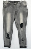 Ashley Stewart Jeans Women Size Twenty Two Gray Distressed Skinny Denim Pants