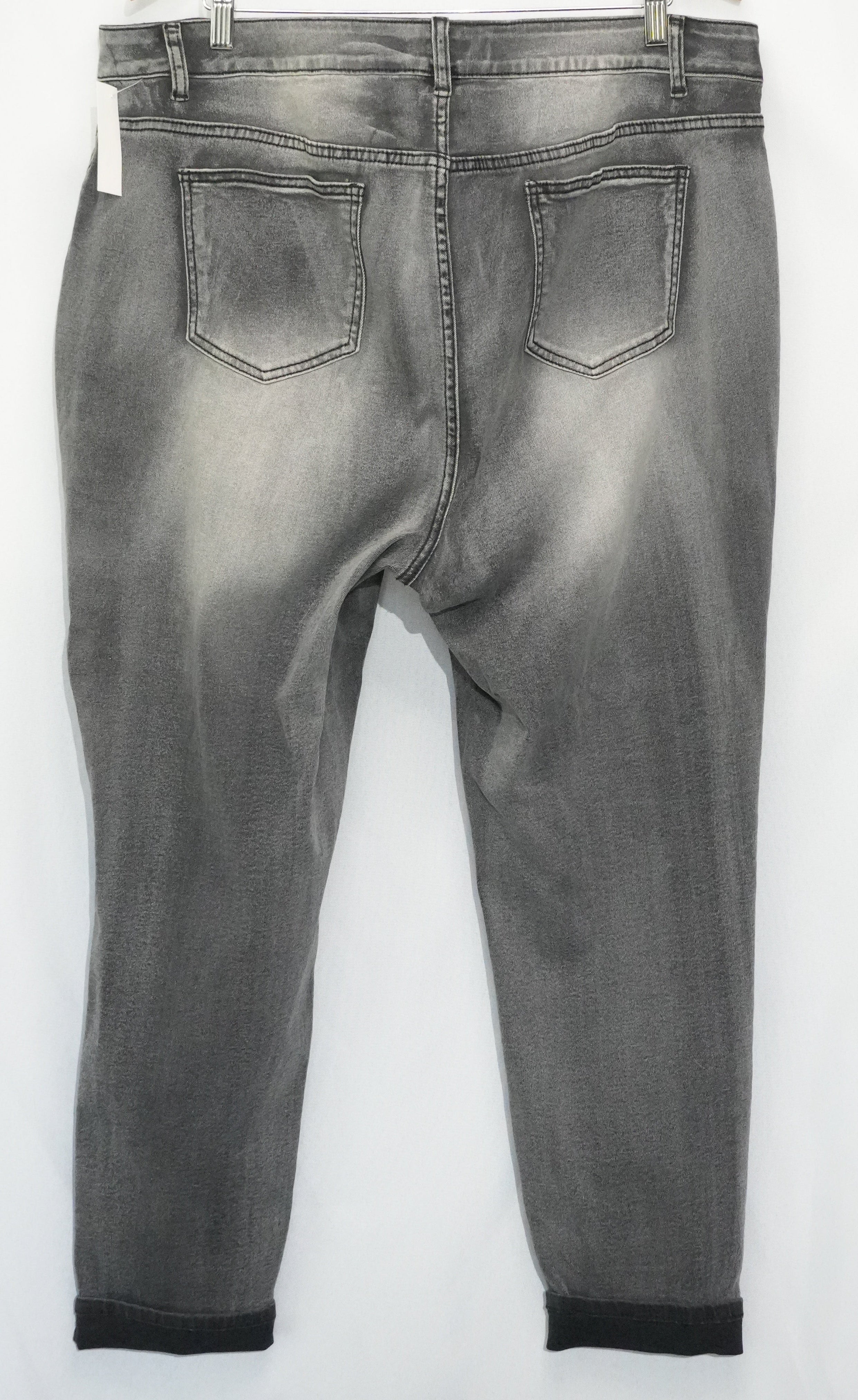 Ashley Stewart Jeans Women Size Twenty Two Gray Distressed Skinny Denim Pants