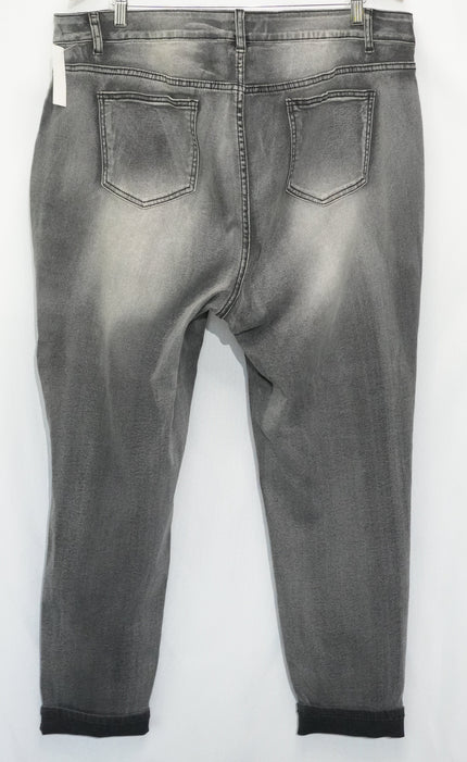 Ashley Stewart Jeans Women Size Twenty Two Gray Distressed Skinny Denim Pants