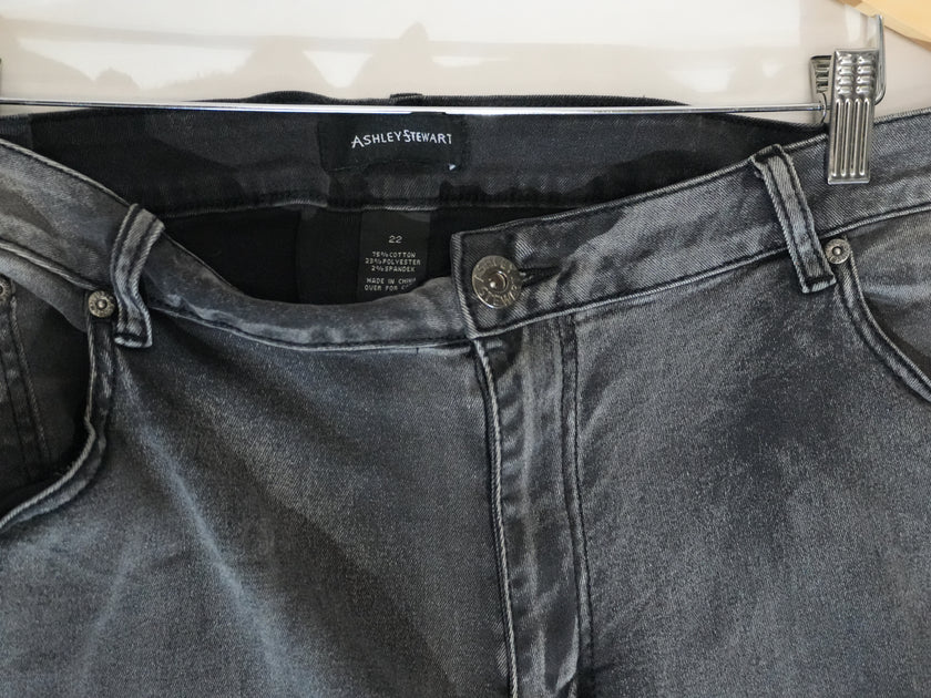 Ashley Stewart Jeans Women Size Twenty Two Gray Distressed Skinny Denim Pants