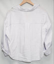 Cider Button Up Shirt Womens Large Lavender White Striped Twist Front Roll Tab