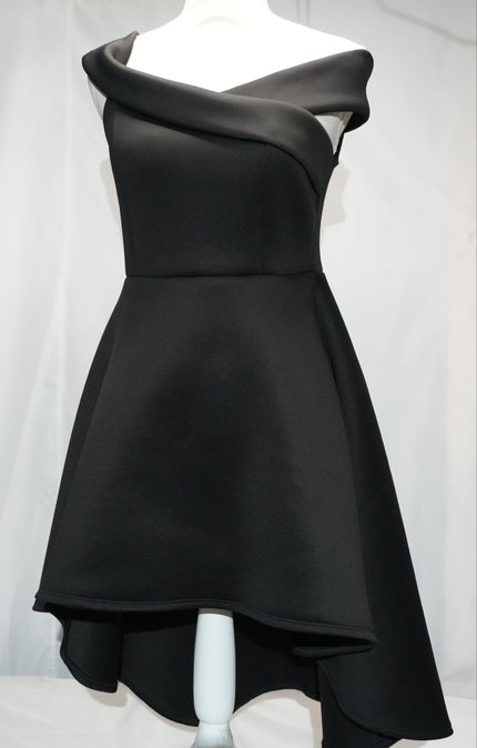 Black High Low Dress Womens Large Black Off Shoulder Scuba Fit Flare Privy