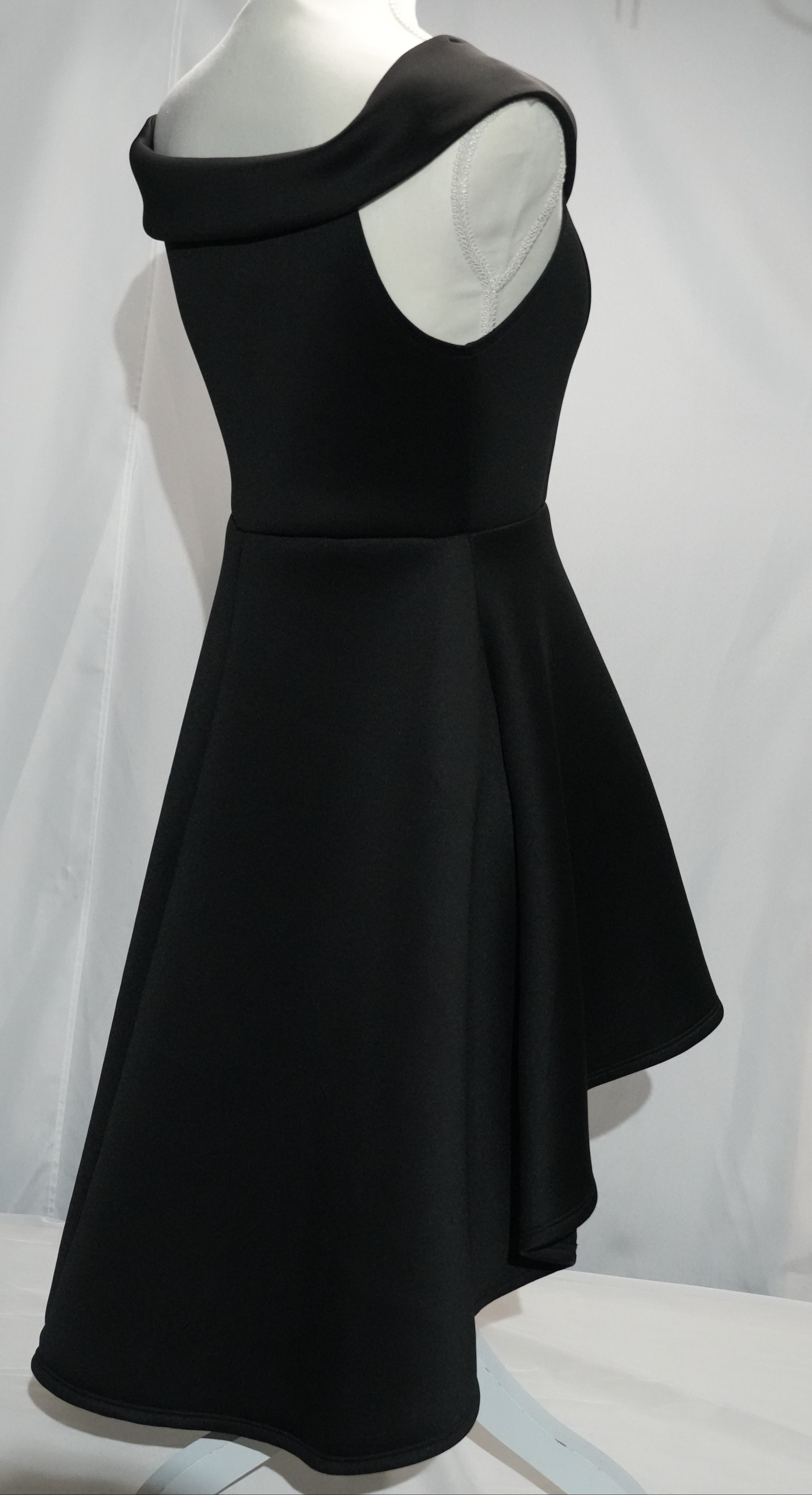 Black High Low Dress Womens Large Black Off Shoulder Scuba Fit Flare Privy