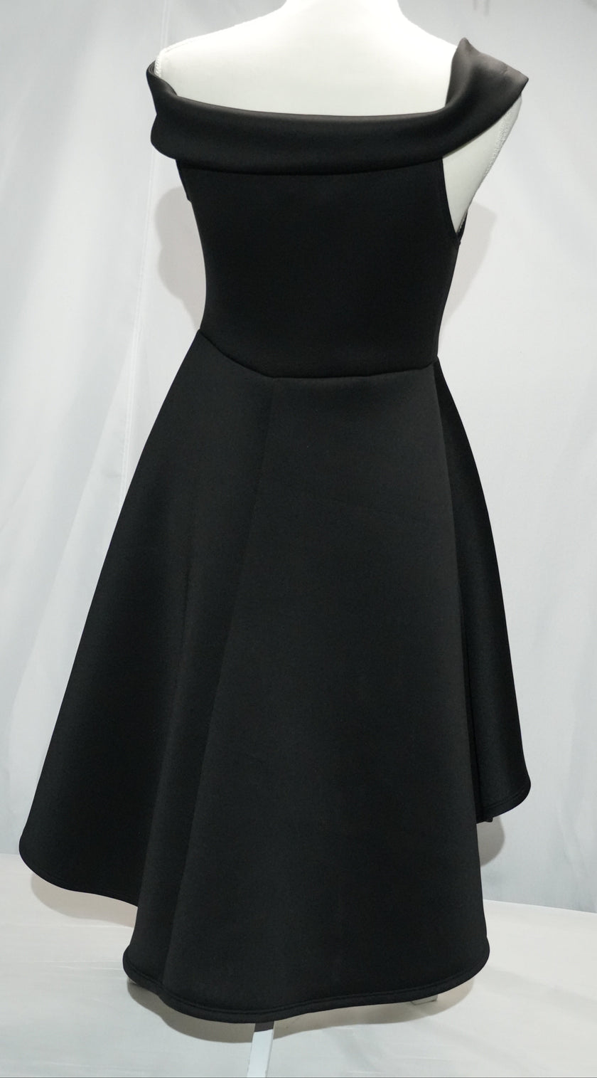 Black High Low Dress Womens Large Black Off Shoulder Scuba Fit Flare Privy