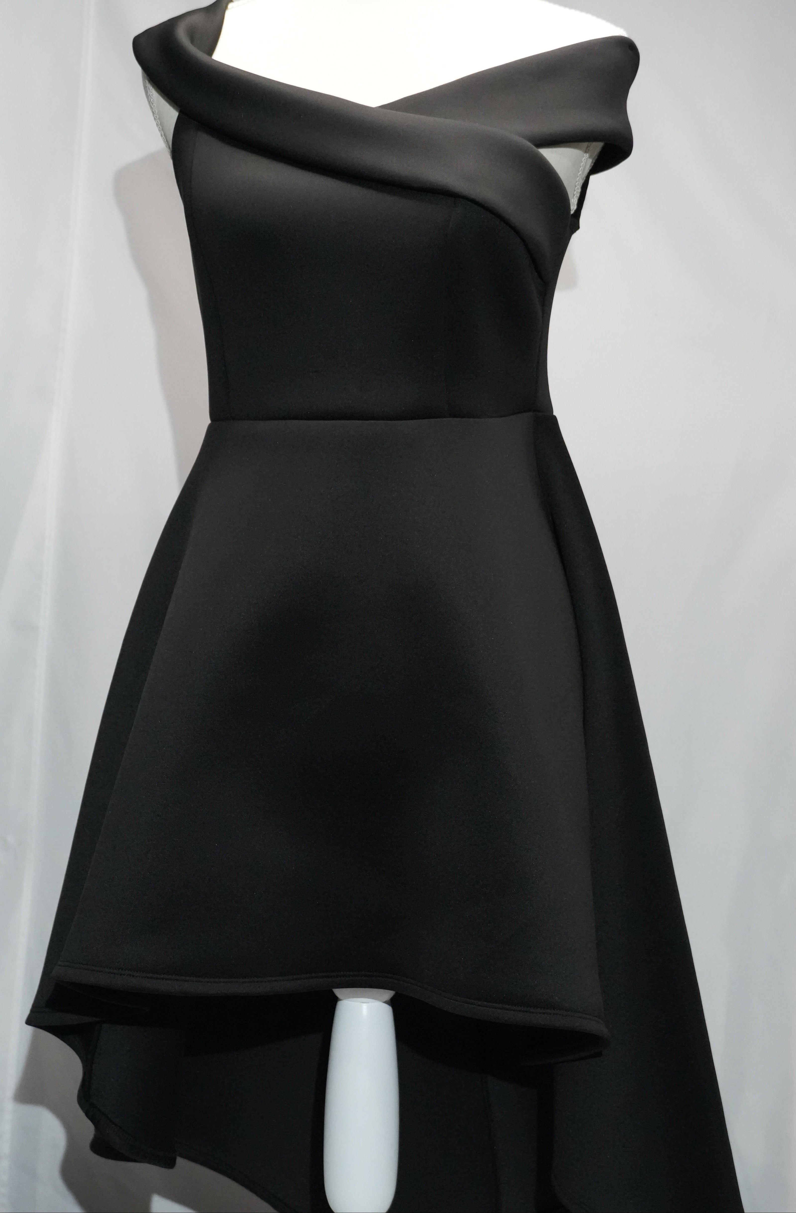 Black High Low Dress Womens Large Black Off Shoulder Scuba Fit Flare Privy