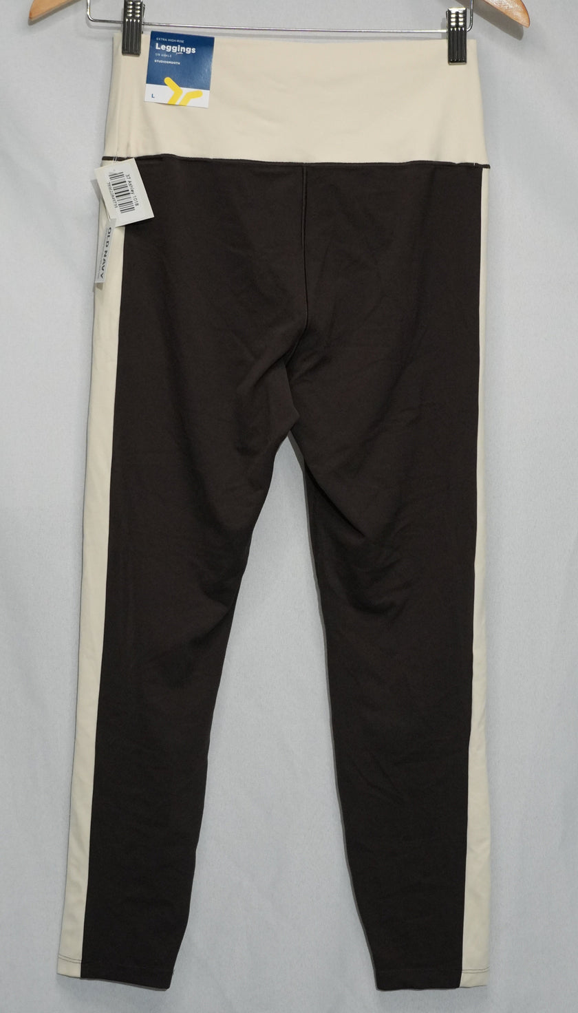 Old Navy Leggings Womens Large Brown Cream Colorblock Studiosmooth Active Ankle