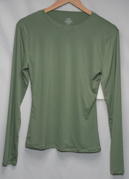 C202 Long Sleeve Top Women Extra Large Sage Green Crewneck Activewear Stretch