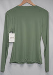 C202 Long Sleeve Top Women Extra Large Sage Green Crewneck Activewear Stretch