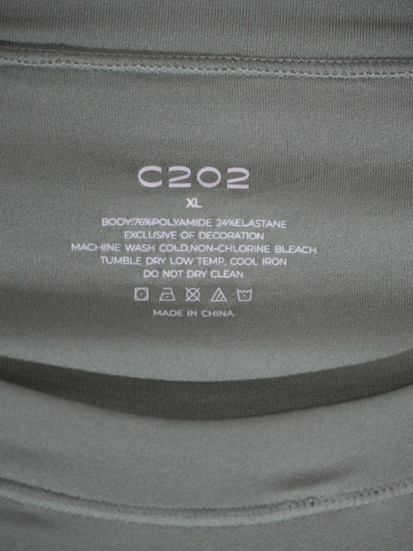C202 Long Sleeve Top Women Extra Large Sage Green Crewneck Activewear Stretch