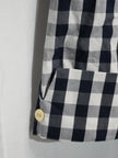 Anne Klein Button Down Shirt Women Large Navy White Gingham Tie Front 3/4 Sleeve