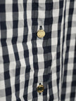 Anne Klein Button Down Shirt Women Large Navy White Gingham Tie Front 3/4 Sleeve