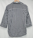 Anne Klein Button Down Shirt Women Large Navy White Gingham Tie Front 3/4 Sleeve