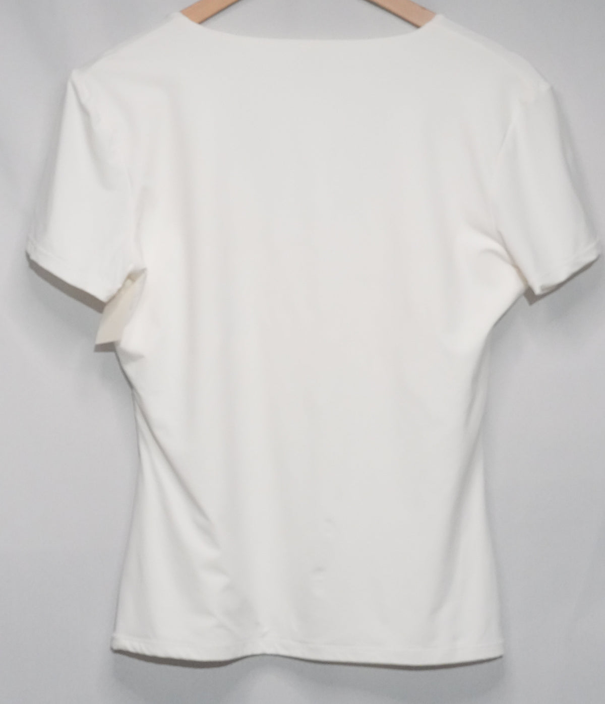 PUMIEY V-Neck T-Shirt Women Extra Large White Short Sleeve Stretch Top