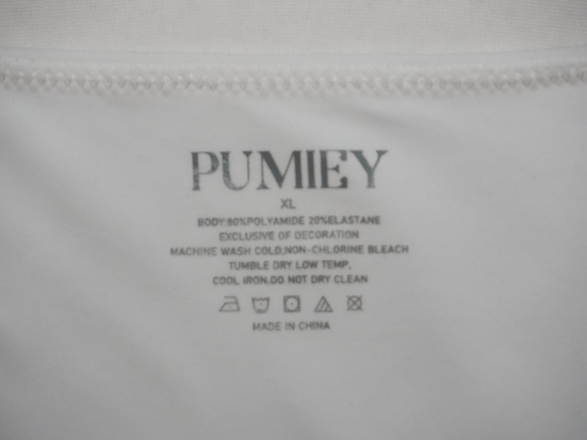 PUMIEY V-Neck T-Shirt Women Extra Large White Short Sleeve Stretch Top