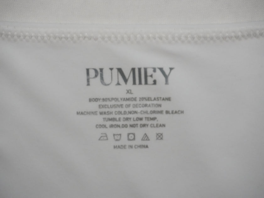 PUMIEY V-Neck T-Shirt Women Extra Large White Short Sleeve Stretch Top