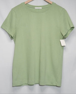 Becool T-Shirt Women Large Green Short Sleeve Crewneck Seam Back Rayon Blend