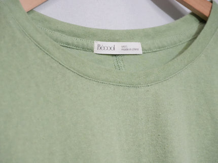 Becool T-Shirt Women Large Green Short Sleeve Crewneck Seam Back Rayon Blend