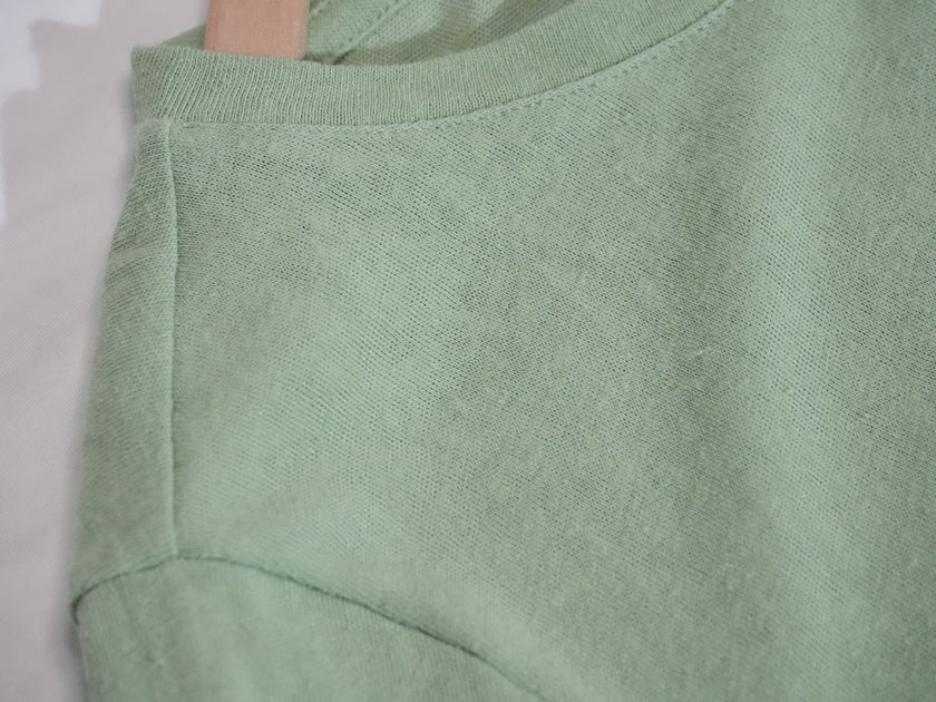 Becool T-Shirt Women Large Green Short Sleeve Crewneck Seam Back Rayon Blend