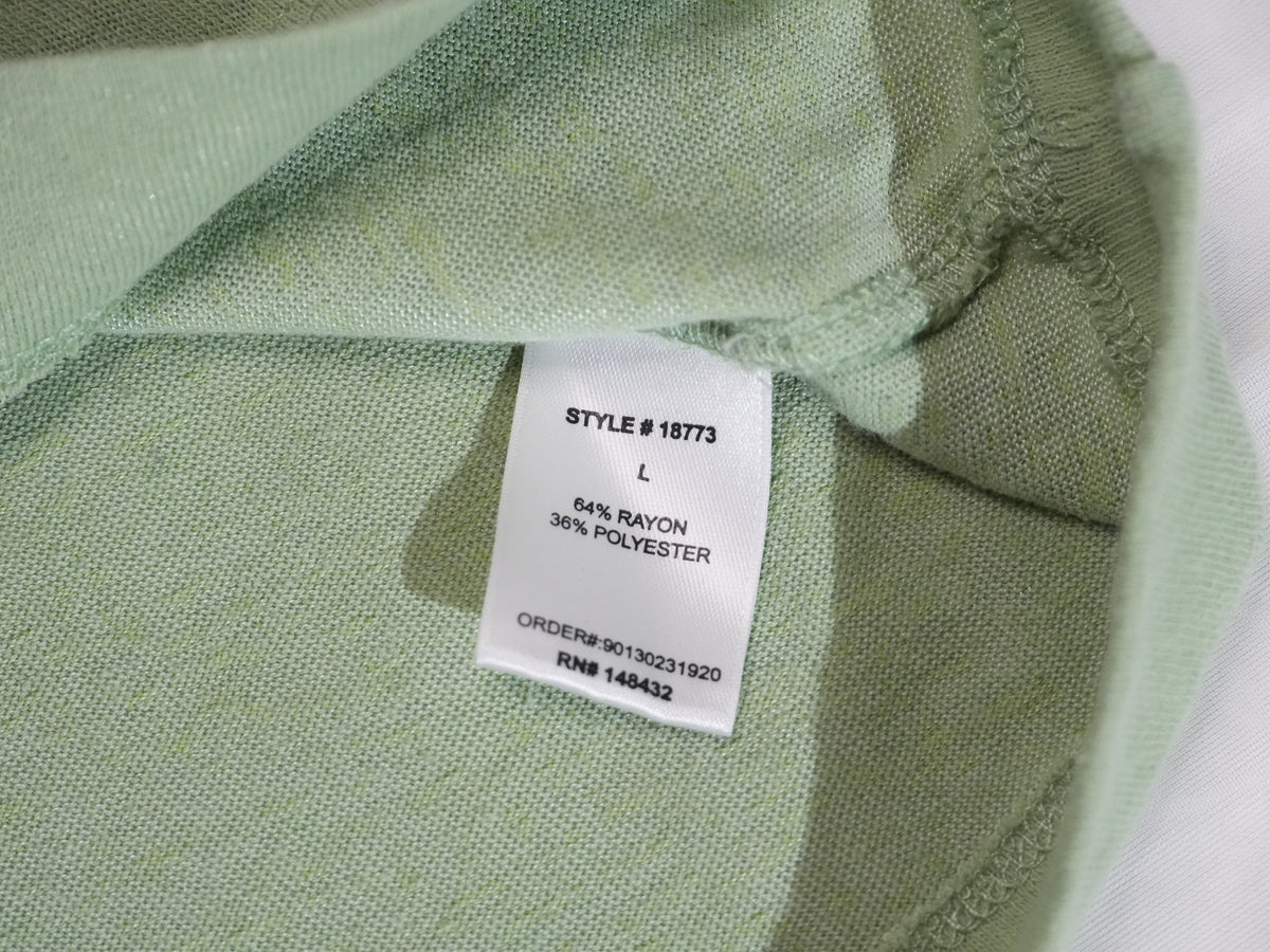 Becool T-Shirt Women Large Green Short Sleeve Crewneck Seam Back Rayon Blend