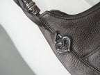 Brighton Hobo Bag Women Large Pewter Metallic Leather Braided Strap Tassel Heart