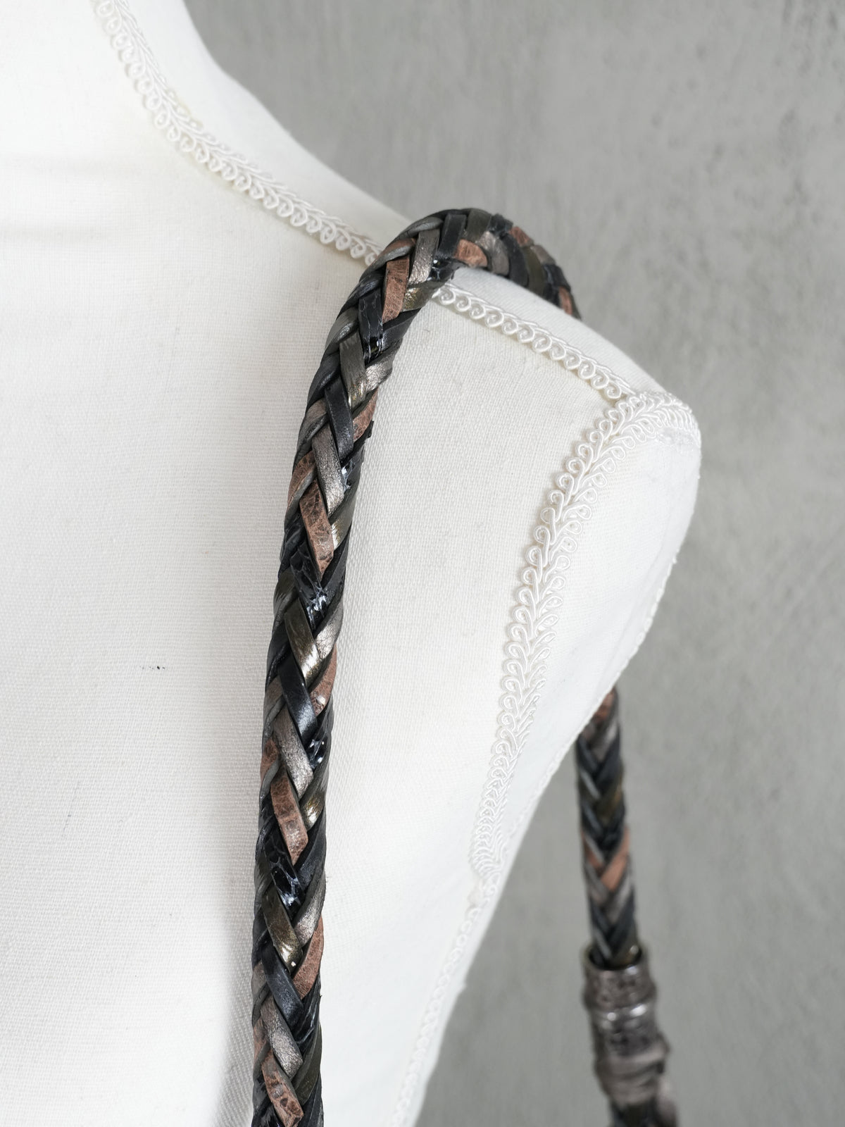 Brighton Hobo Bag Women Large Pewter Metallic Leather Braided Strap Tassel Heart