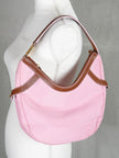 Lauren Ralph Lauren Hobo Bag Women Medium Pink Brown Leather Trim Nylon