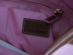 Lauren Ralph Lauren Hobo Bag Women Medium Pink Brown Leather Trim Nylon