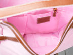 Lauren Ralph Lauren Hobo Bag Women Medium Pink Brown Leather Trim Nylon