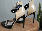 Jason Wu Platform Stiletto Sandals Womens Size 6.5 Beige Black Vintage Y2K