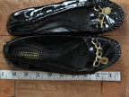 Coach Ballet Flats Women Size 8 Black Patent Glitter Chain Accent Vintage Y2K