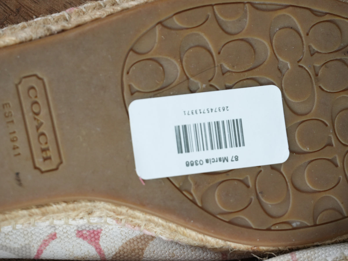 Coach Espadrille Flats Size 10 Pink Signature Monogram Bow Shoes Vintage Y2K