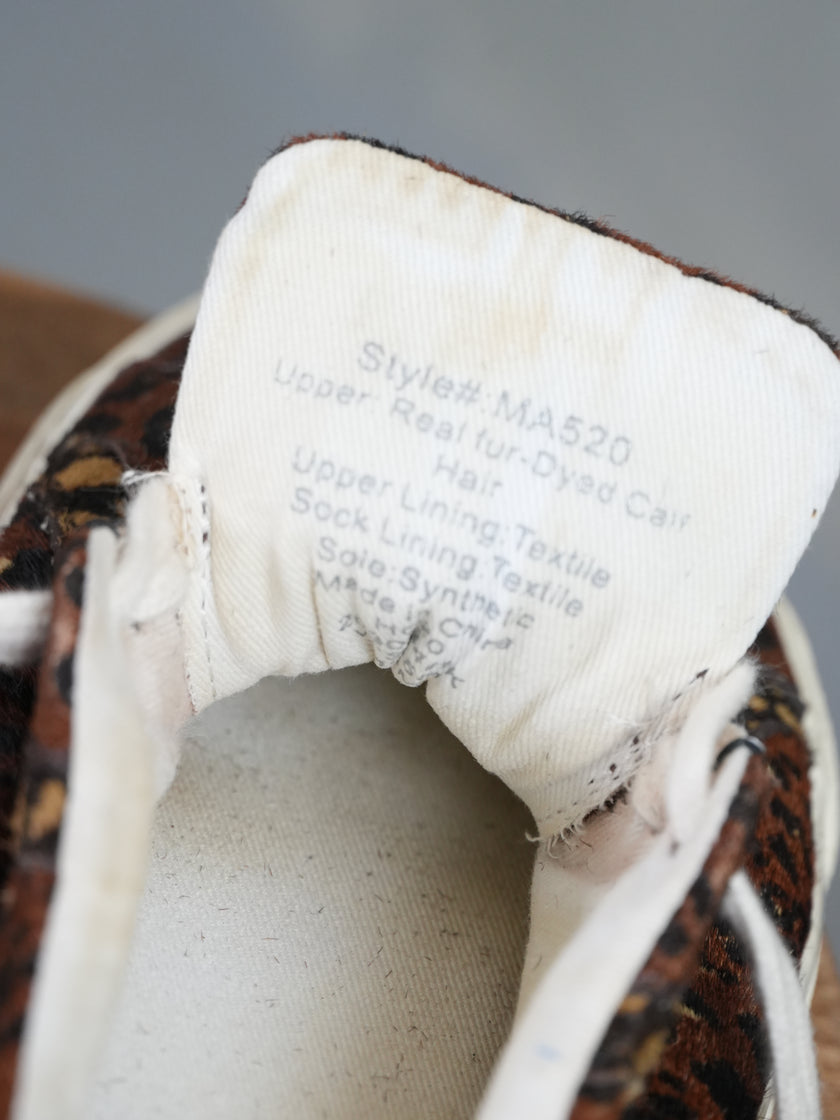 Madewell Sidewalk Low-Top Sneakers in Painted Leopard Calf Hair Size 7.5