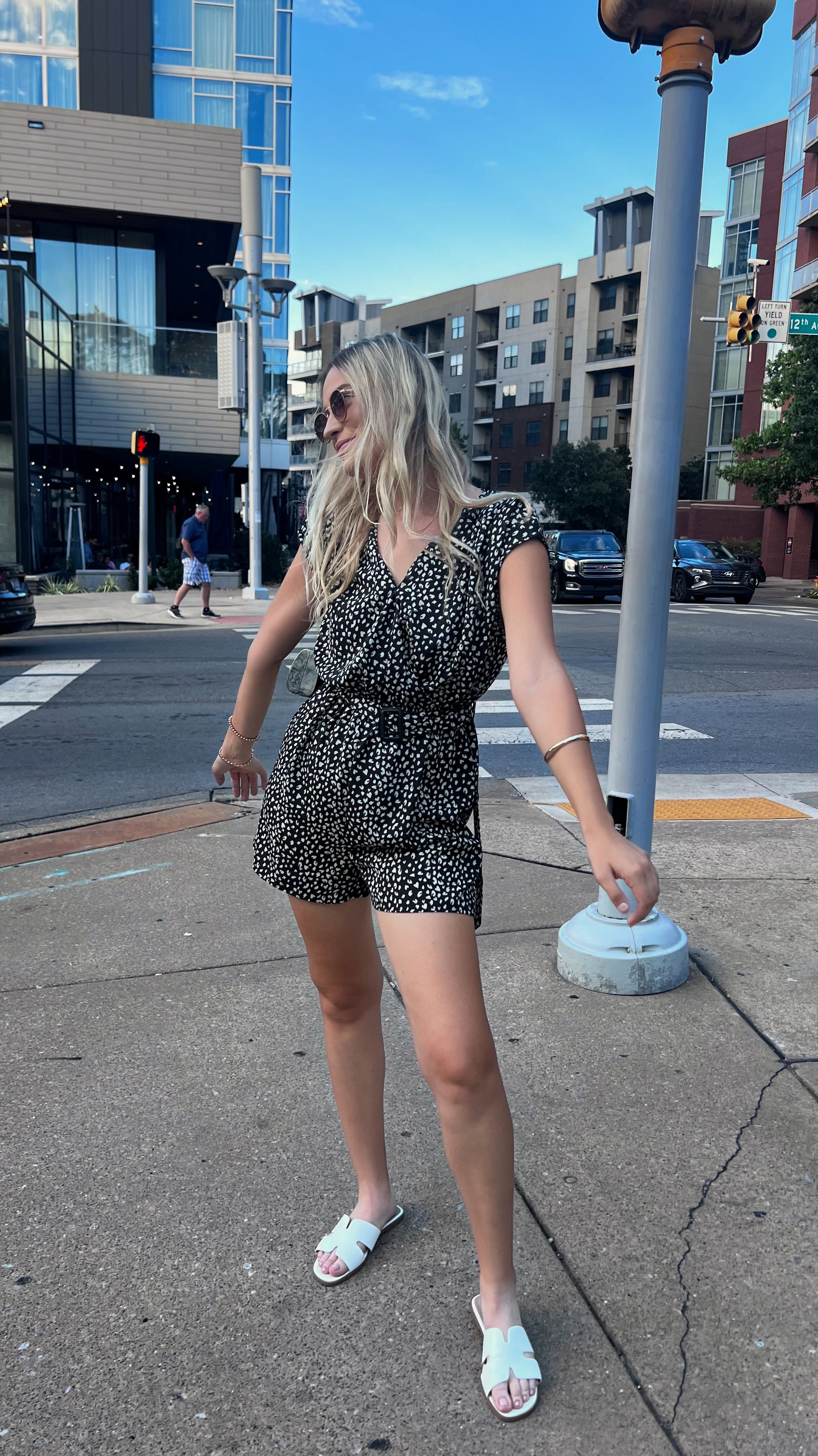 Animal Print Belted Romper