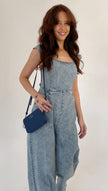 Denim Jumpsuit with Ruffled Sleeves