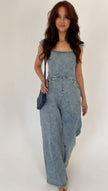 Denim Jumpsuit with Ruffled Sleeves