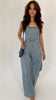 Denim Jumpsuit with Ruffled Sleeves