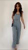 Denim Jumpsuit with Ruffled Sleeves