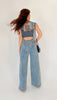 Denim Jumpsuit with Ruffled Sleeves