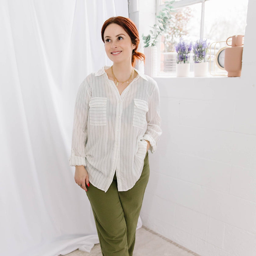 Ivory Pinstripe Lightweight Shirt