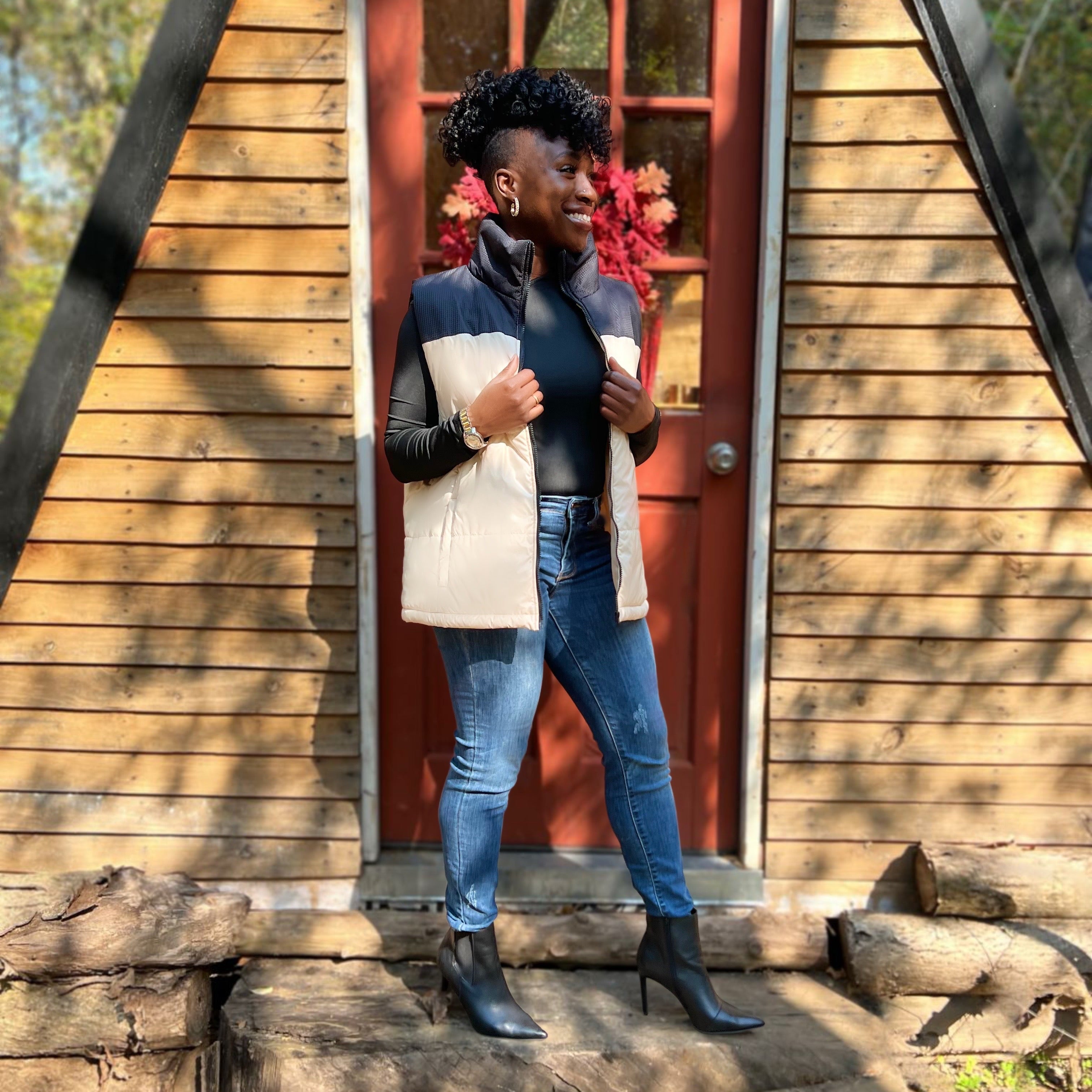 Two-Tone Zip-Up Vest