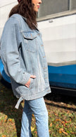 Buttoned Collared Neck Denim Jacket with Pockets (In-Store)