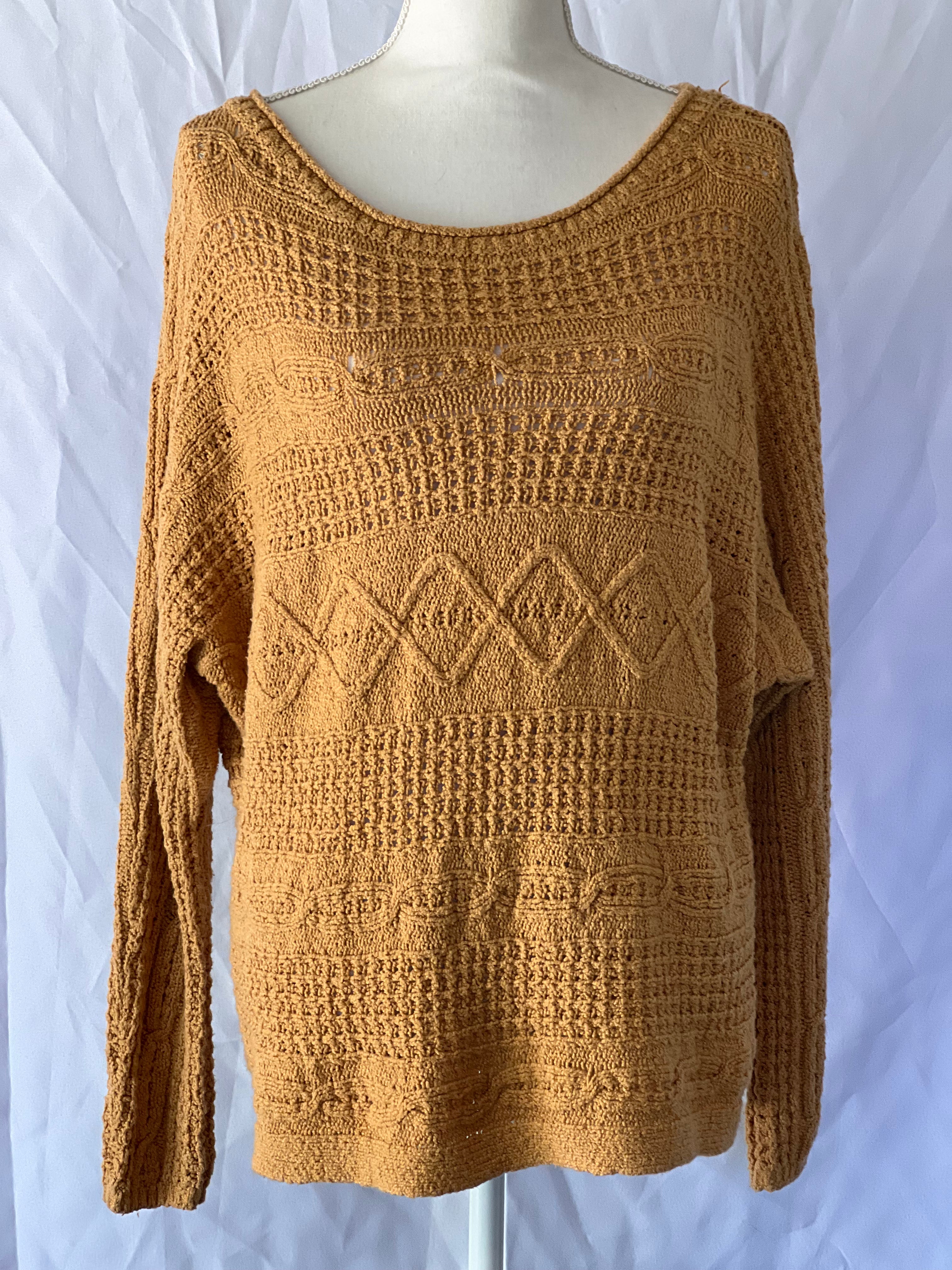 Venus Brown Long Sleeve Knit Top Size Large