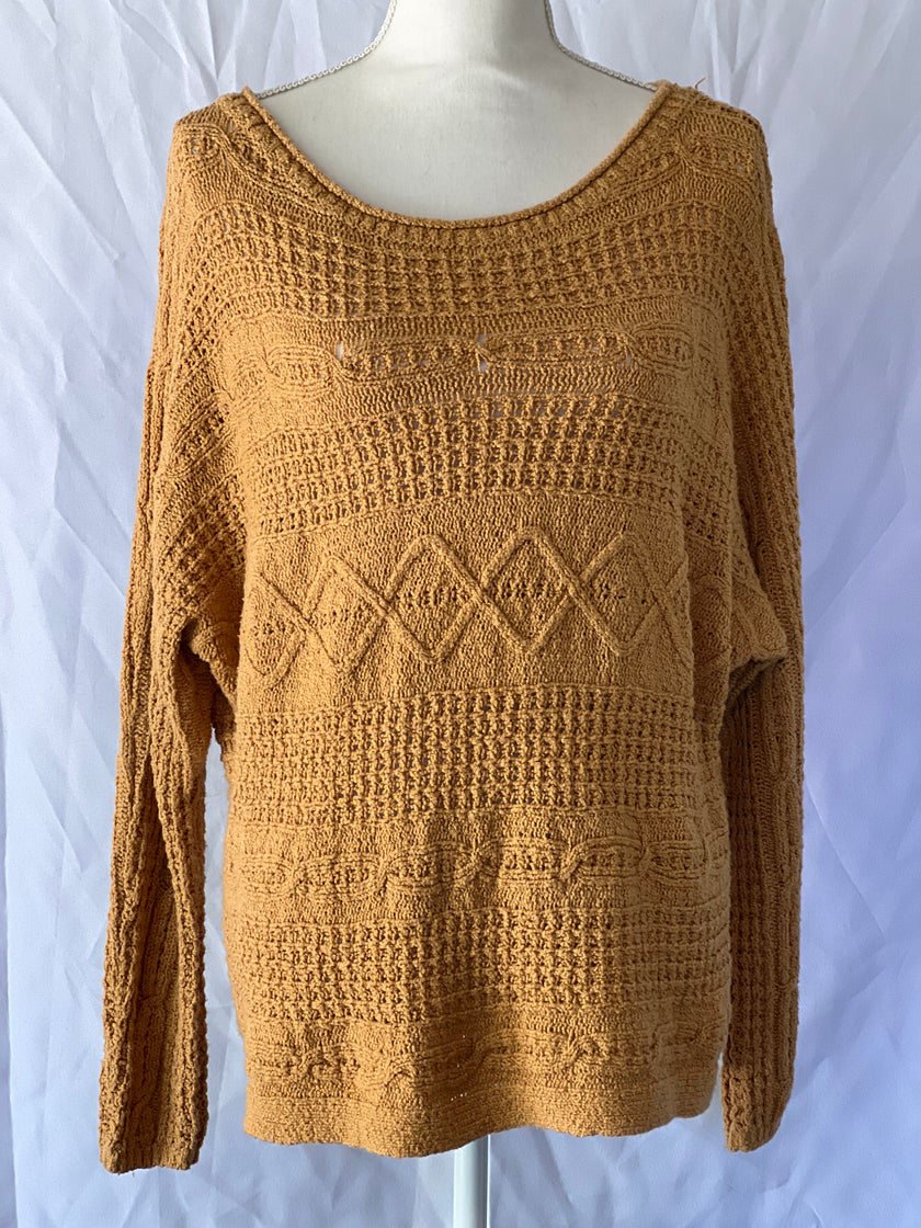Venus Brown Long Sleeve Knit Top Size Large