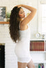 White Textured Wavy Sleeveless Bodycon Mini Dress