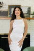 White Textured Wavy Sleeveless Bodycon Mini Dress