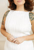 White Textured Wavy Sleeveless Bodycon Mini Dress