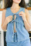 Tie-Front Denim Two-Piece Set
