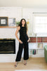 Sleeveless Denim Vest & Wide-Leg Pant Set in Black