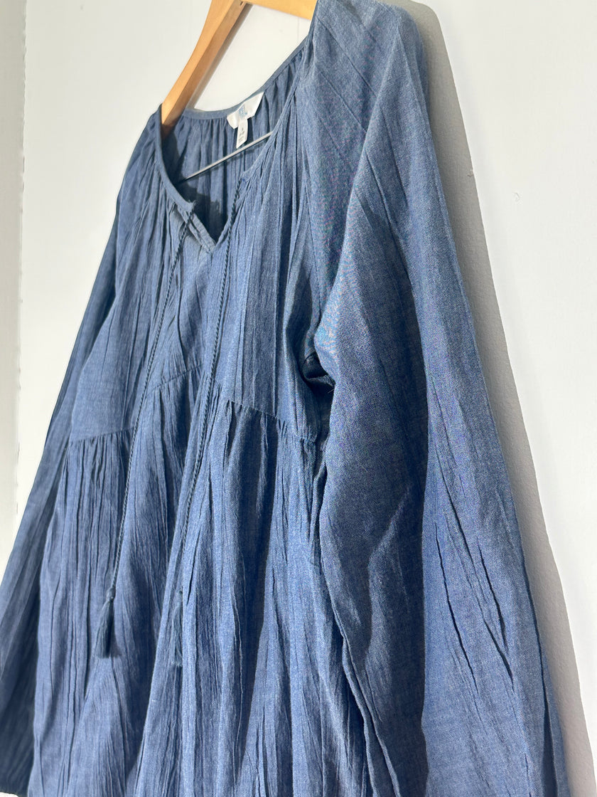 Time and Tru Denim Long Sleeve Midi Dress Size Small